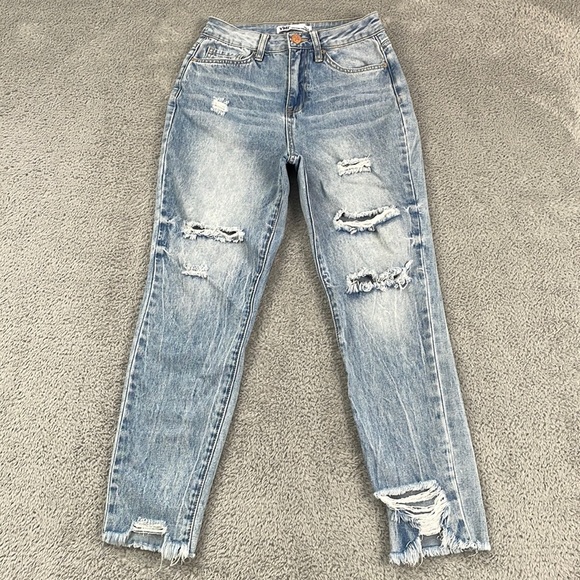 YMI Denim - YMI Jeans Women's 5/27 High Rise Ankle Dream Fit Distressed Holes Frayed Cotton